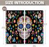 Day of The Dead Curtains for Living Room Mexican Fiesta Sugar Skull Flowers Rod Pocket Window Drapes for Bedroom and Home Decor