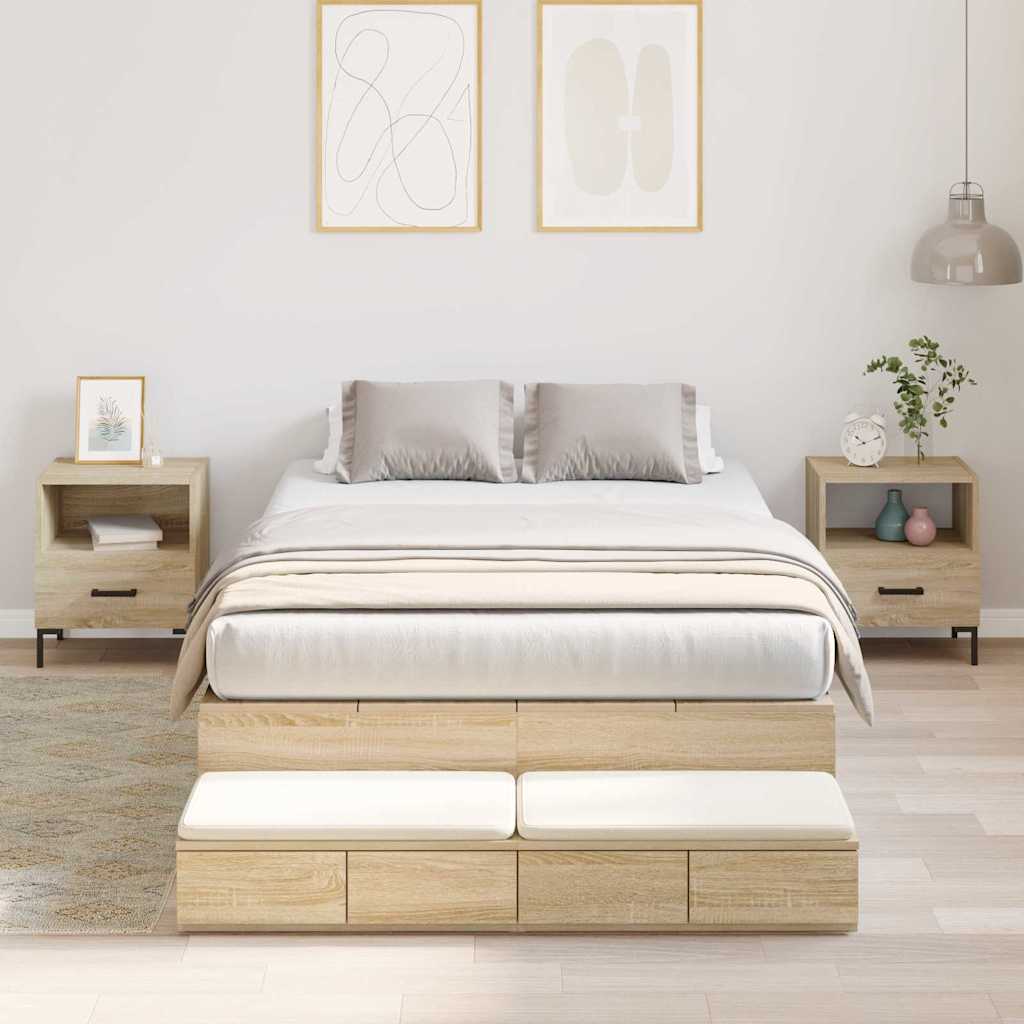 Storage Bed Frame Sonoma Oak 120 cm Wood Based Material