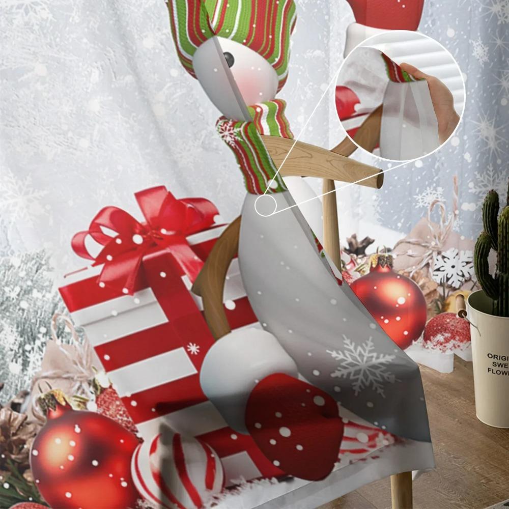 Świąteczny Płatek Śniegu Bałwan Ostrokrzew Jodła Kurtyna z Włóczki Tiulowe Zasłony Okienne Do Salonu Kuchni Przezroczyste Woalowe Zasłony