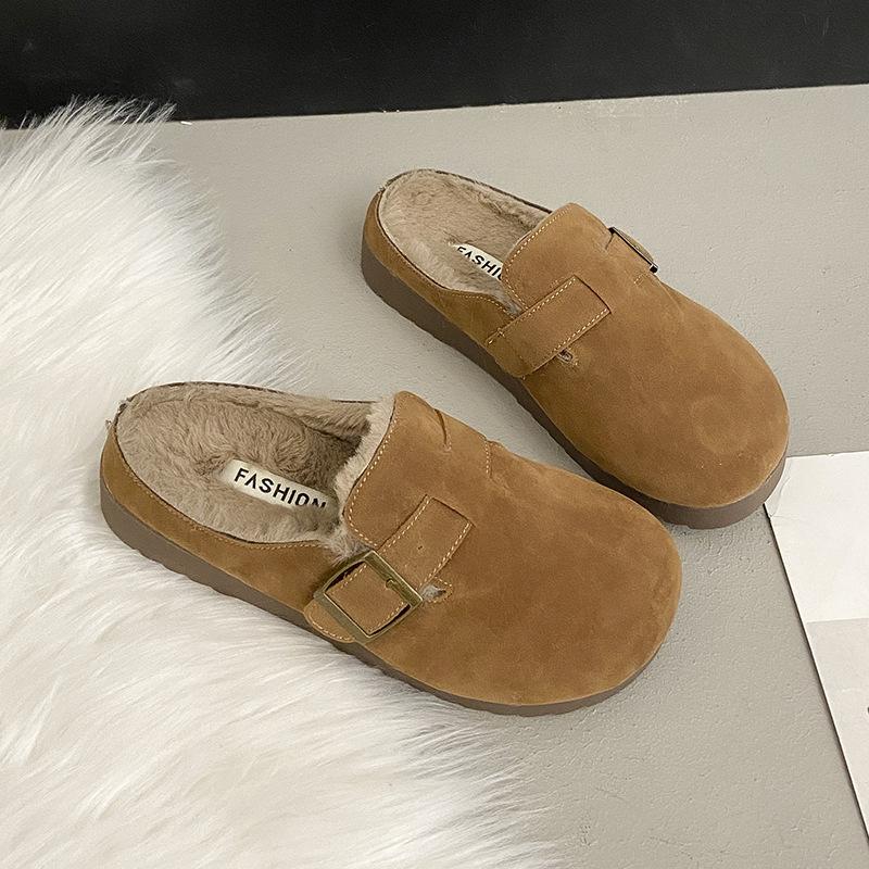Women's Baotou lightweight and comfortable a footstirrup heightening winter warm cold padded non-slip wear-resistant leisure sports cotton slippers