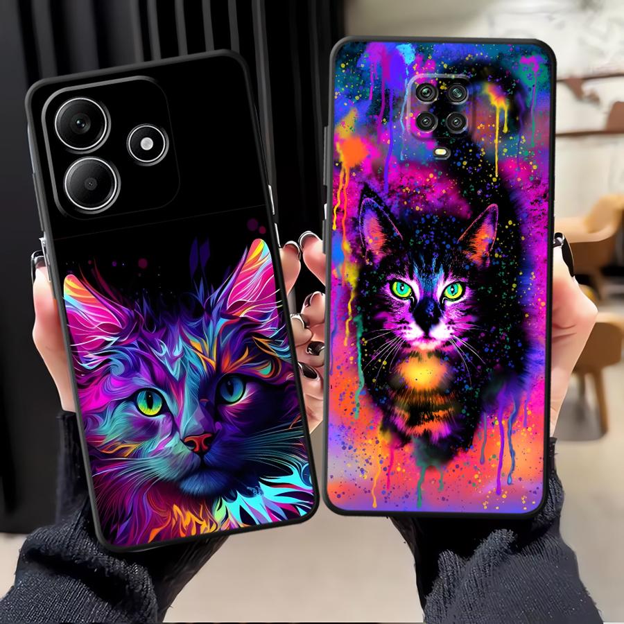 Hülle für Xiaomi Redmi Note 14 12C 13C 12 11 A1 A4 A5 14C 13 Pro Plus 9 8 7 10 A3 K80 Handyhülle K40 A2 A1 Coole bunte Katze