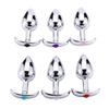 Metal G-Spot Butt Plug with Diamond Accents for Self-Pleasure