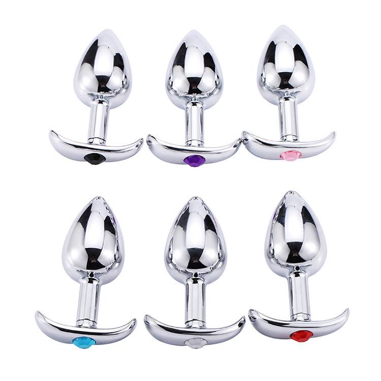 Metal G-Spot Butt Plug with Diamond Accents for Self-Pleasure