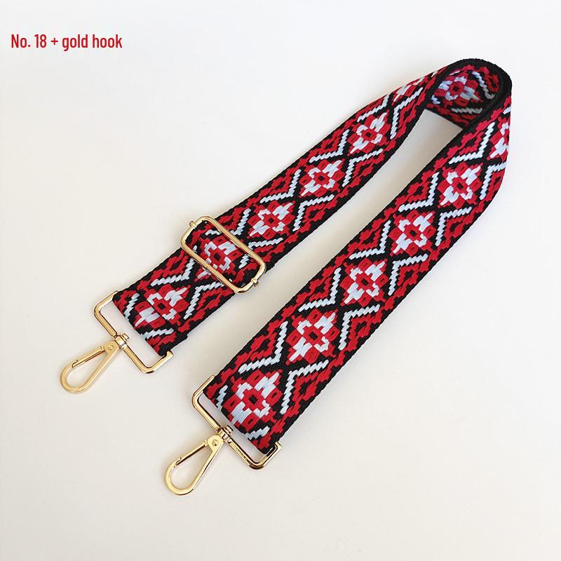 Etniczny Wzór Nylonowy Pasek do Plecaka z Regulowaną Długością i Metalowymi Akcesoriami - Odporny na Zużycie i Poszerzony dla Komfortu