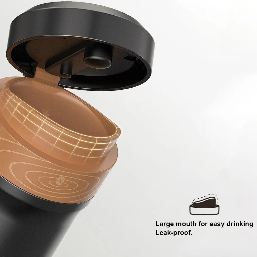 Portable French Press Coffee Mug 304 Stainless Steel 320ml Travel Thermos With Double Filter 8H Hot 12H Cold