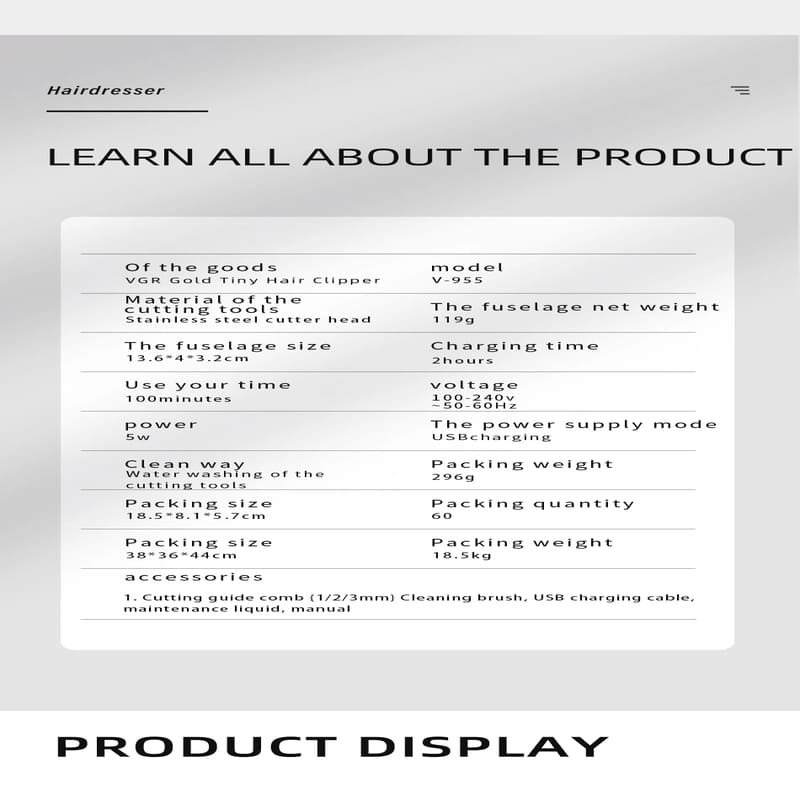 Mini Compact Stainless Steel Electric Hair Clipper Oil Head Clipper USB Rechargeable Home Mini Blade Metal Hair Clipper Smooth and Neat Trimming