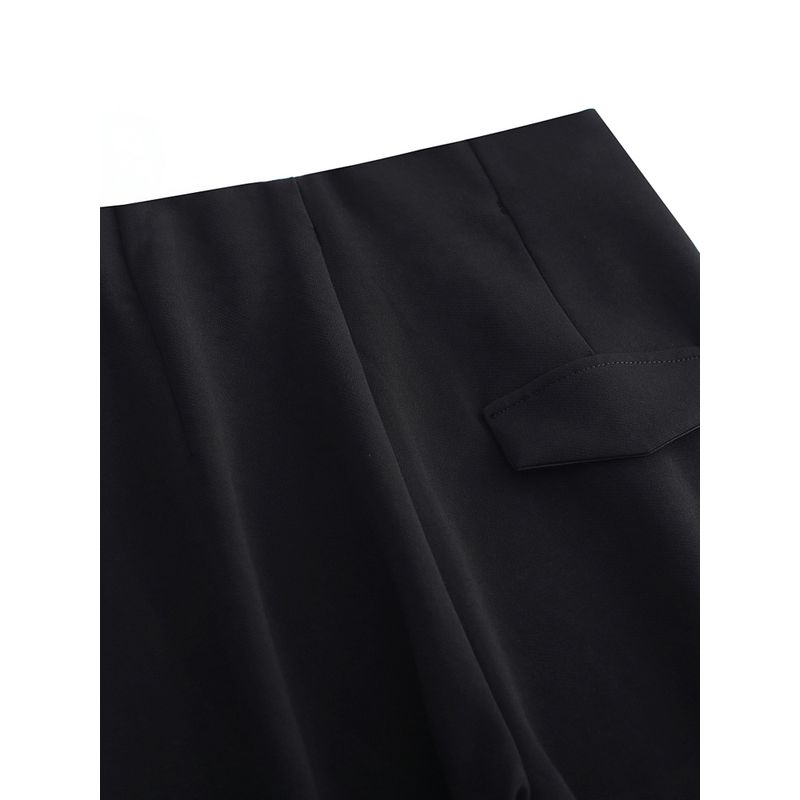 High Elasticity Bootcut Trousers! Women's 2024 Spring/Summer Small Split Trousers Mop Pants Giant Leg Shape Front Button Embellishment