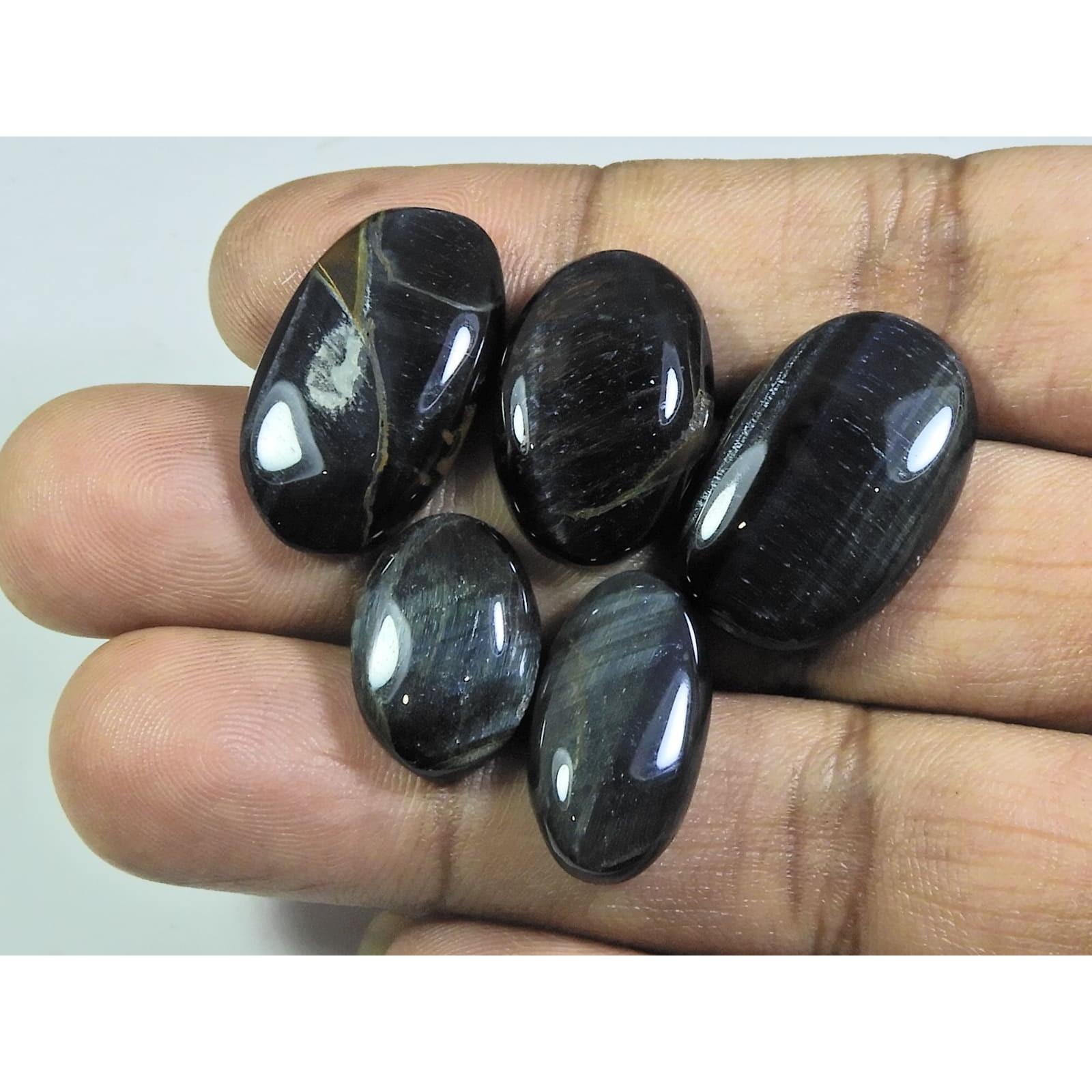 

154Cts. Натуральный синий тигровый глаз овальный кабошон рассыпной драгоценный камень лот 5 шт. A-566