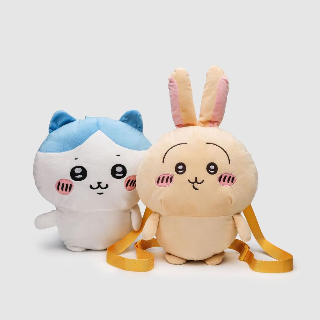 Adorable Chiikawa Plush Backpack Featuring Hachiware And Usagi In Soft Velvet Fabric