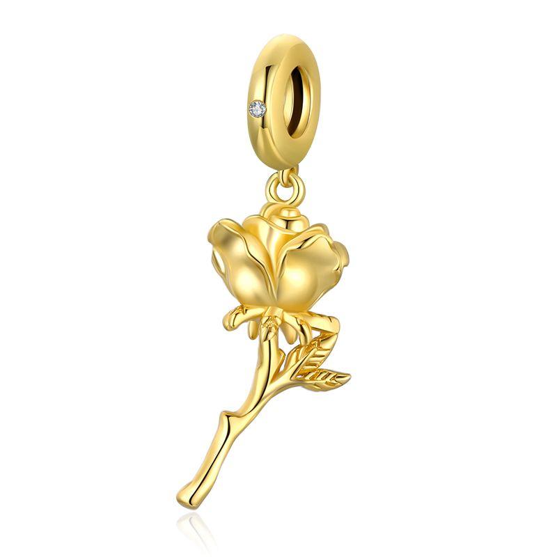BISAER 925 Silver Lucky Koi Cat Pawprint Charm Bead Weaved Bag Pendant Plated Gold Fit Women DIY Bracelet Fine Jewelry