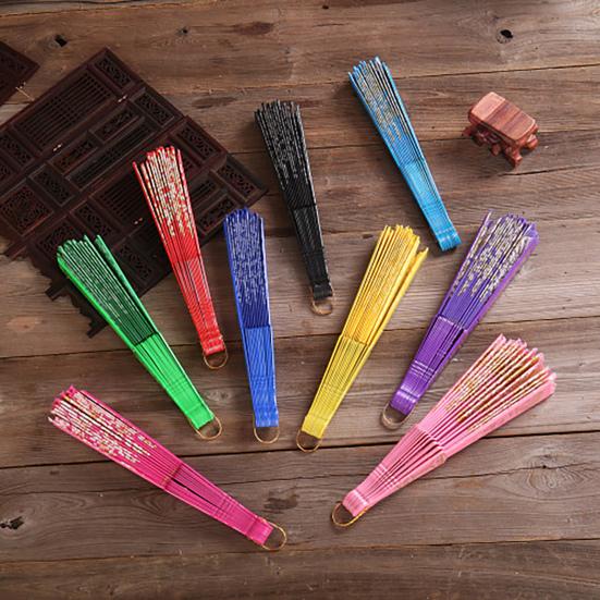 Folding Fan with Hanging Ring Smooth Opening Comfortable Grip Clear Pattern Chinese Style Fabric Folding Fan School Supply