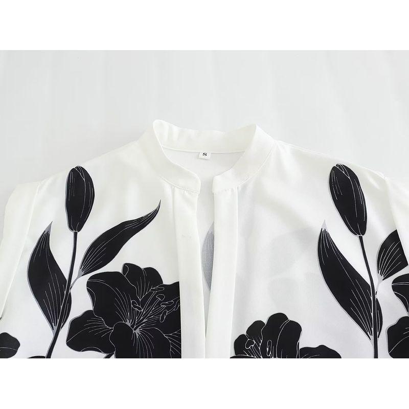 Kaslead Women's Clothing Retro Fashion Wide Sleeve Flower