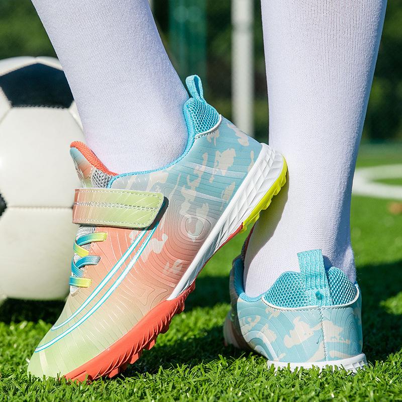 6888 Children's Football Shoes Velcro Low-top Leather Surface Broken Nails Youth Primary School Boys and Girls Training Sports Shoes