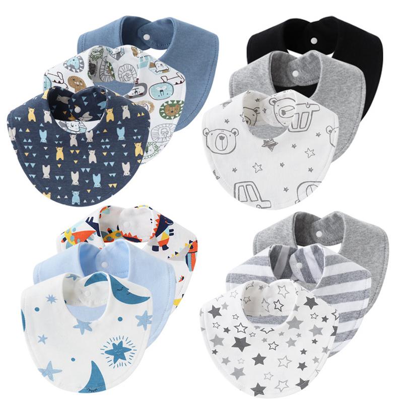 3Pcs Baby Cotton Bibs Burp Cloth Cartoon Print Infant Saliva Towels for Girls Boys Newborn Bib Toddler Stuff Baby Accessories