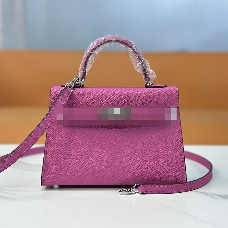 Second Generation Palm Print Cowhide Mini Small Keli Handbag 2025 New Bag Women's Commuter Versatile Shoulder Messenger Bag