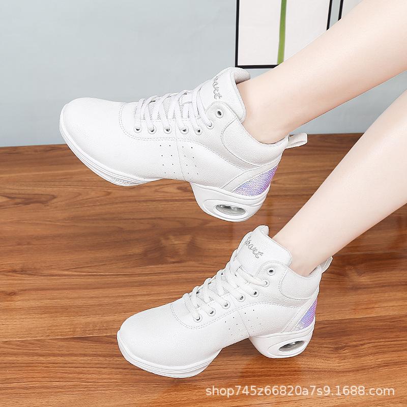 

Leather dance shoes autumn and winter new mid-heel soft-soled square dance shoes jazz dance shoes high-top adult sailor dance shoes 35