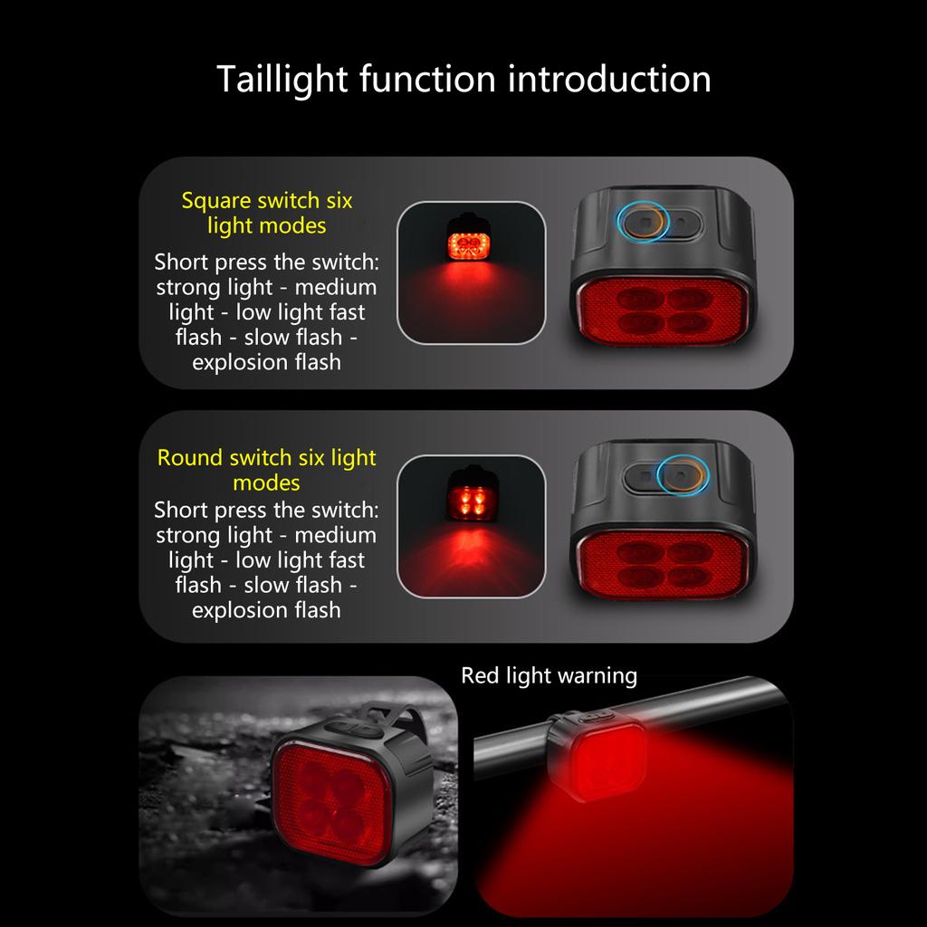 Cycling Bicycles Front Rear Light Waterproof Bike Lights Rechargeable  Cycling Headlight Taillight Bicycles Accessories
