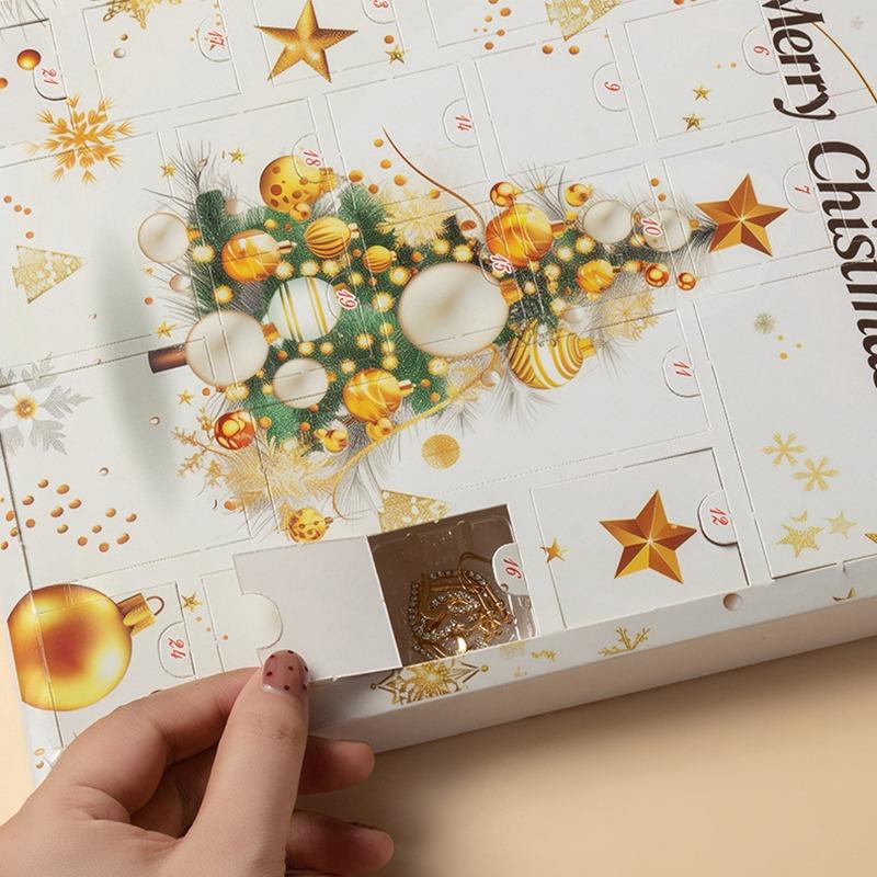 Christmas Jewelry Calendar 24 Day Countdown Calendar Earrings Necklace Ring Bracelet Surprise Blind Box Girls Christmas Present
