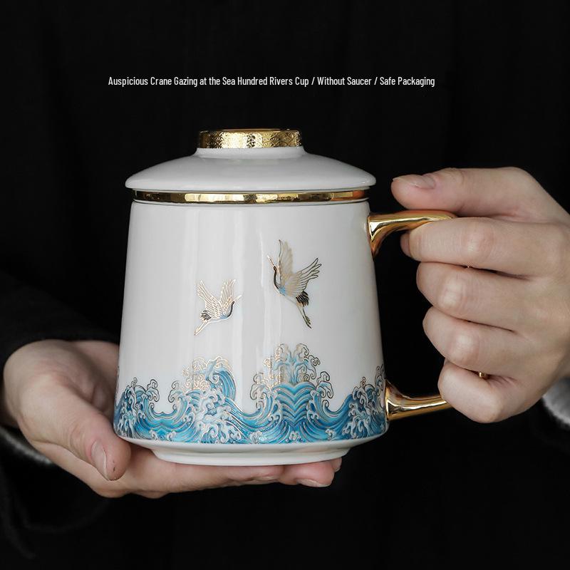 Tea Infuser Ceramic Mug with Lid – Office & Personal Brewing Cup