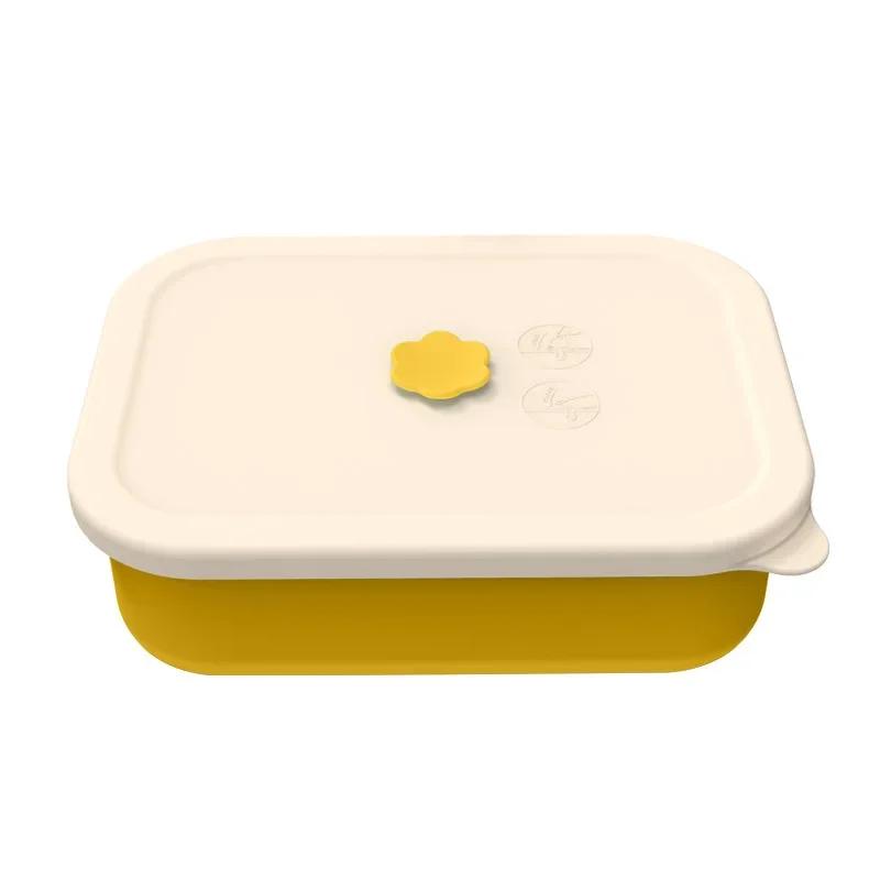 Silicone Lunch Box Four Compartment Leakproof Bento Box Microwavable Anti-fall Crisper Portable Office Picnic Food Container