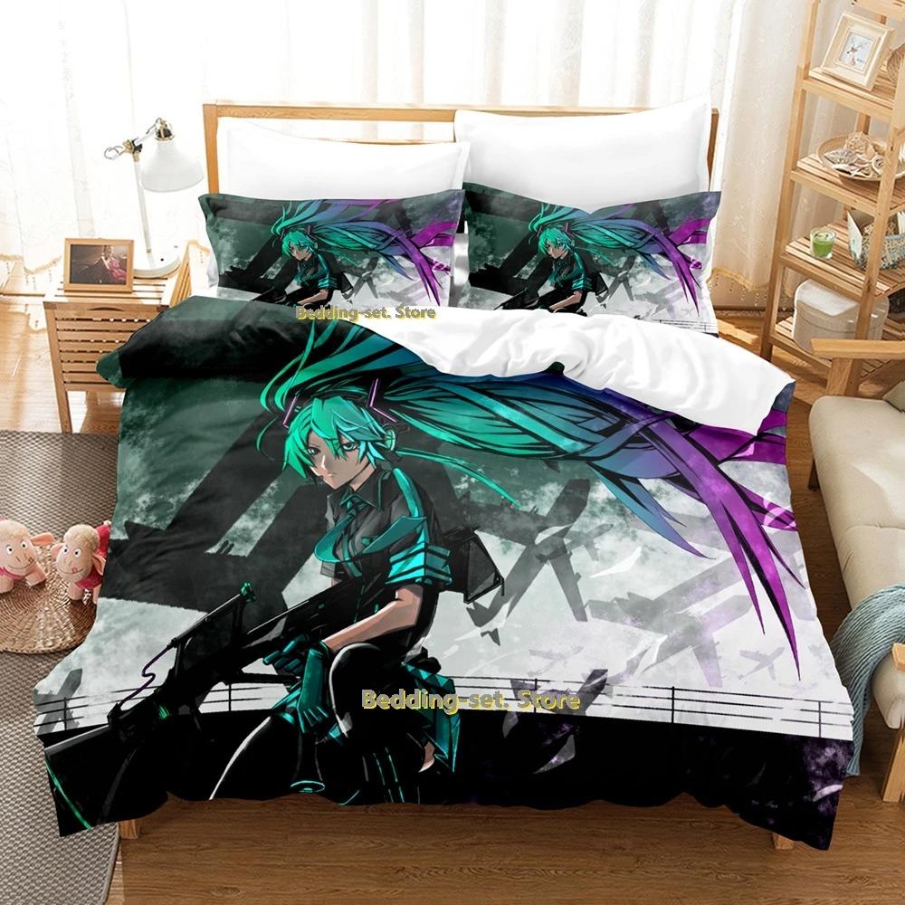 Elegant Classic Single Twin Full Queen King Vocaloid Size Bed Adult Kid Bedroom Duvetcover Sets 3D Anime Quilt