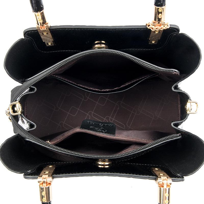 Nouveau Sac à Main en Cuir Verni Crocodile | Sac Fourre-Tout Spacieux à Bandoulière pour Femme | Style Tendance Décontracté Polyvalent pour le Quotidien et à la Mode