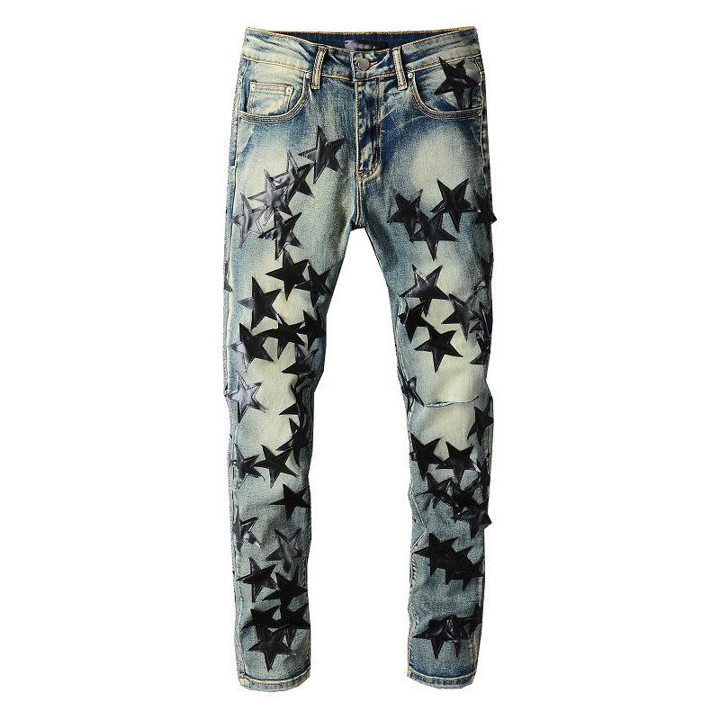 Trendy Men`s Stretch Denim Trousers with