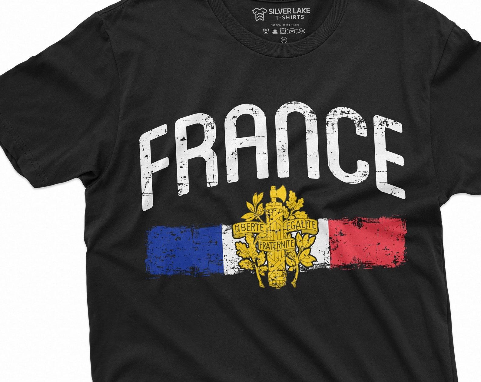 Men s France T-shirt French Patriotic Nationality Independence Day Men Women Unisex Tee Shirt French Republic Flag Coat of Arms Tee L