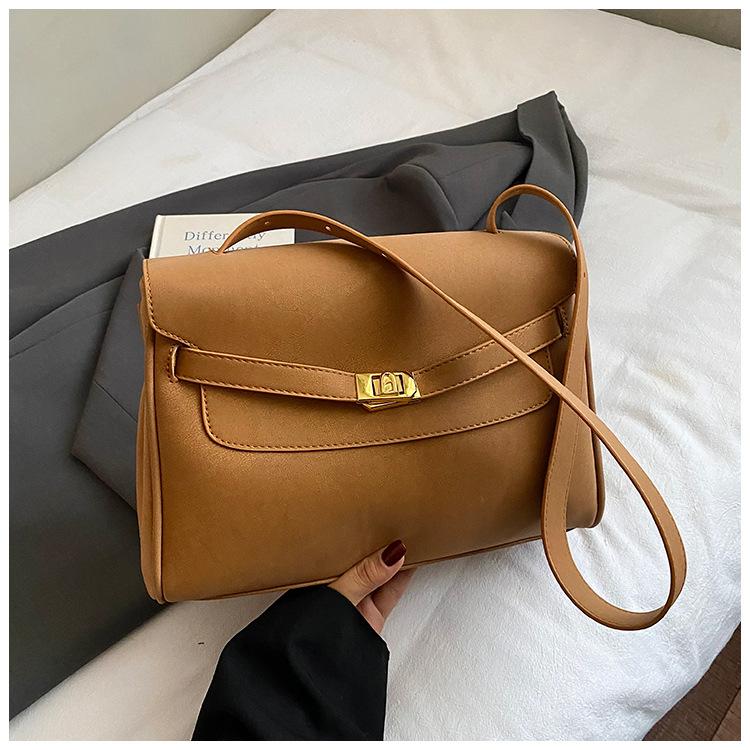 

Сумка-тоут для通勤 женская 2025 зима новая трендовая большая вместимость простая на плечо повседневная универсальная сумка через плечо коричневый