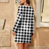 Women's Fashion Plaid Print V-Neck Long Sleeve Dress