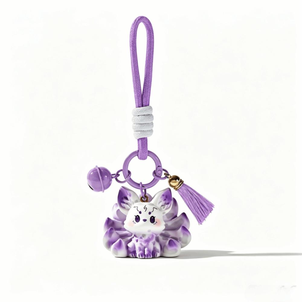 Creative Design Nine Tailed Animal Keychain Cartoon Bag Charm Resin Hanging Ornament  Holiday Gift