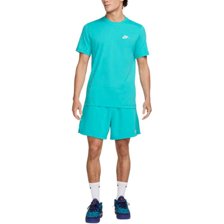 Nike Logo Printed Crew Neck Straight Cut Short Sleeve T-Shirt Men Tops Blue AR4999-345