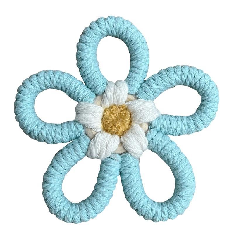 Woven Macrames Colorful Flower Wall Art Decoration for Living Room or Baby Kids Bedroom Nursery Wall Hanging Ornament