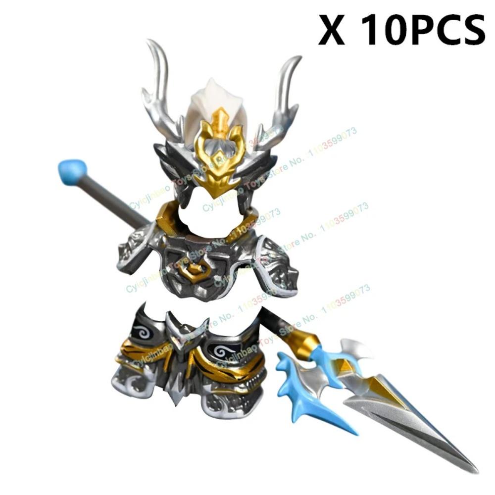 Chinese Ancient Time Action Figures Late Qin Early Han Han Xin General Silver Armor Dragon Spear Building Blocks Accessories Toy