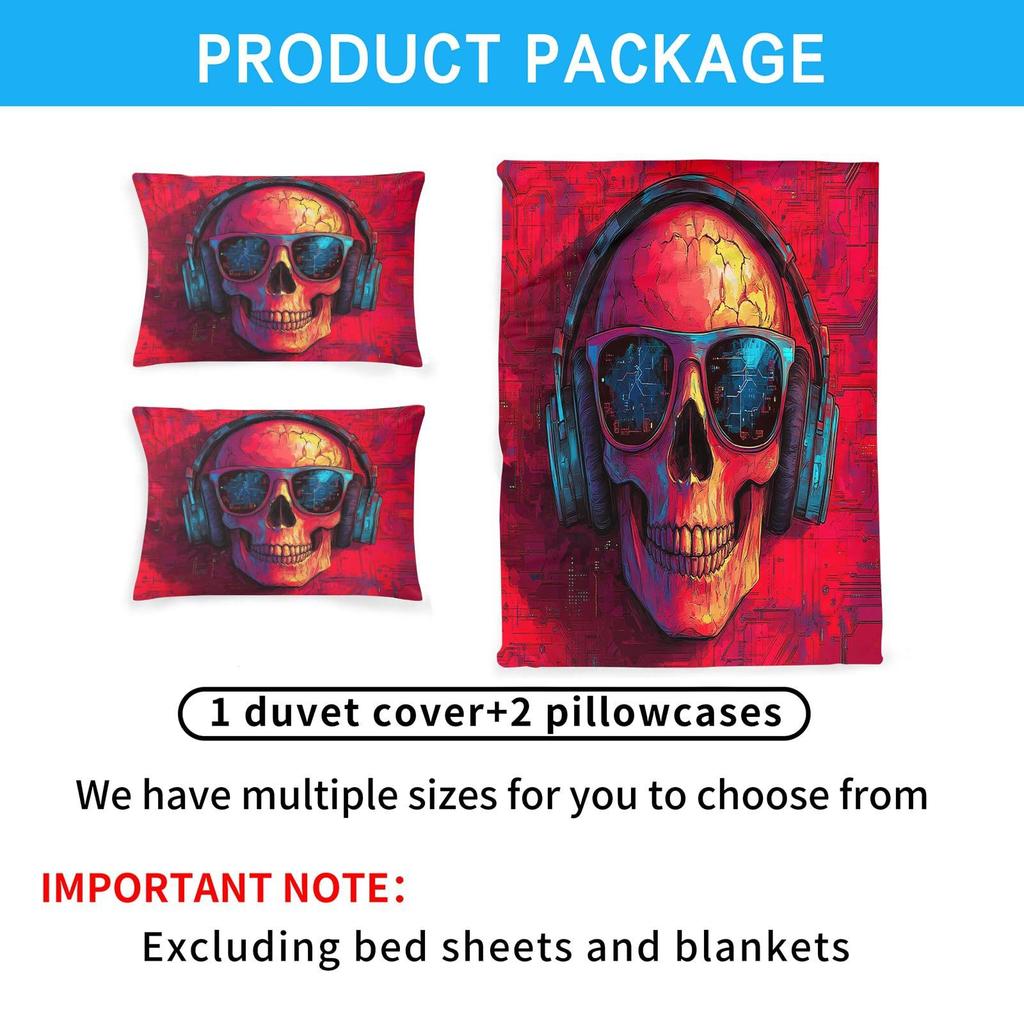 Flame Skull Down Comforter Set Bedding Set 3-piece Duvet Cover Set