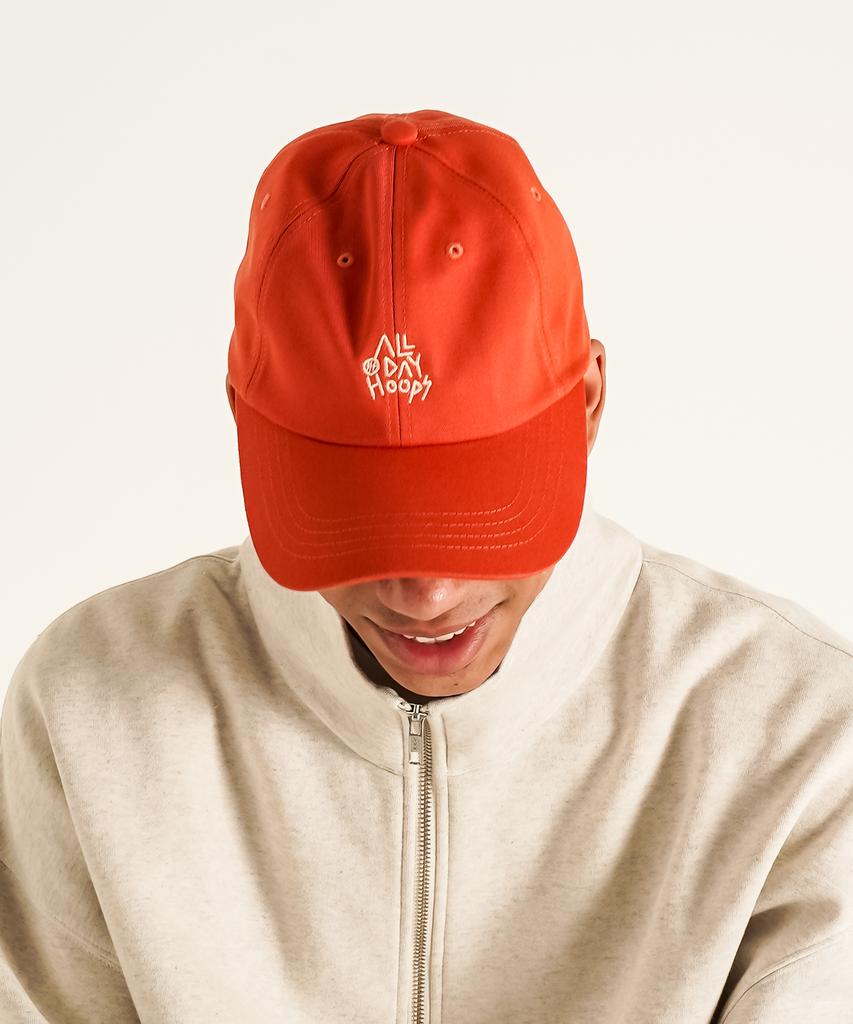 ALL DAY HOOPS Logo Embroidered Ball Cap Ball Brown