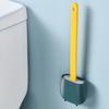1 Set Flat Toilet Brush Flexible TPR Rubber Wall Mountable Long Handle Toilet Bowl Brush for Bathroom