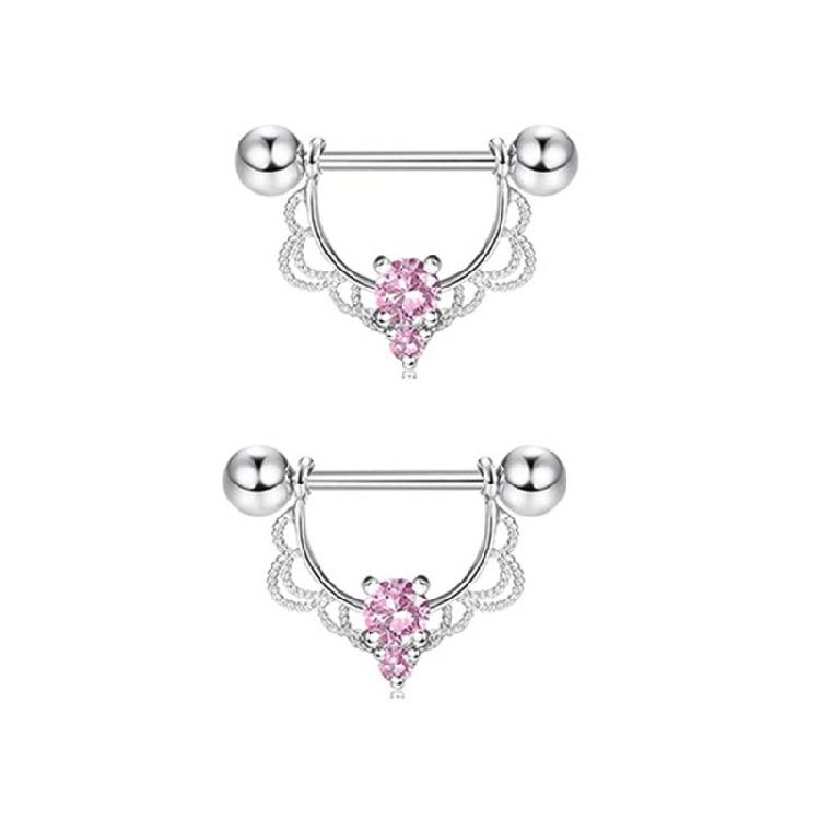 Fashionable Nipple Rings Craft of Stainless Steel and Zirconia Materials Rhinestones for Trendy Body Piercing Pieces