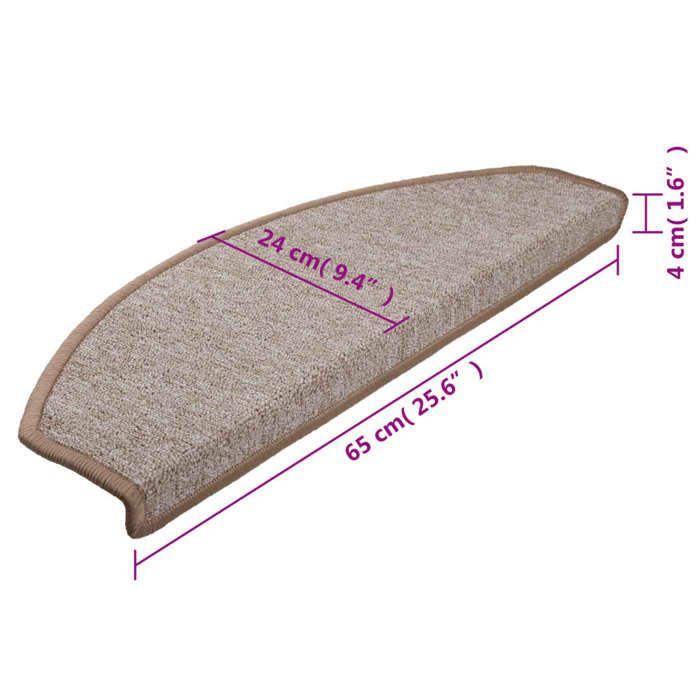VidaXL Stair Carpet 15 Pieces 65 X 24 X 4 Cm Light Brown Semi-circular Large 133886