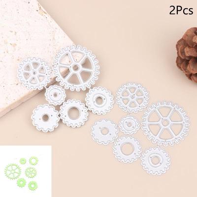 2 Stück Steampunk Zahnrad Metall-Stanzformen Für Scrapbooking DIY Cliparts Foto Dekoration Papercraft Stanzform Metallschablone