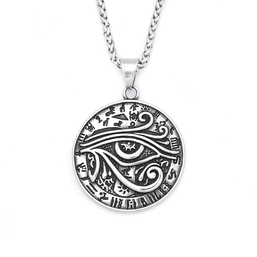 New Classic 316L Stainless Steel Eye of Horus Necklace For Men Women Ancient Egyptian Pharaoh Runes Pendant Amulet Jewelry Gifts