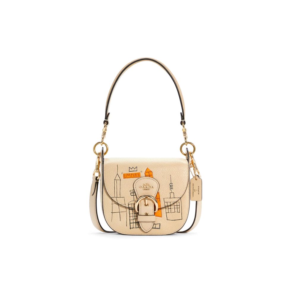 

Coach X Jean-Michel Basquiat Collaboration Kleo 17 Graffiti Print Leather Saddle Bag Women shoulder bag Ivory C5664-IMOQY Basic Set (Bag+Dust Bag)