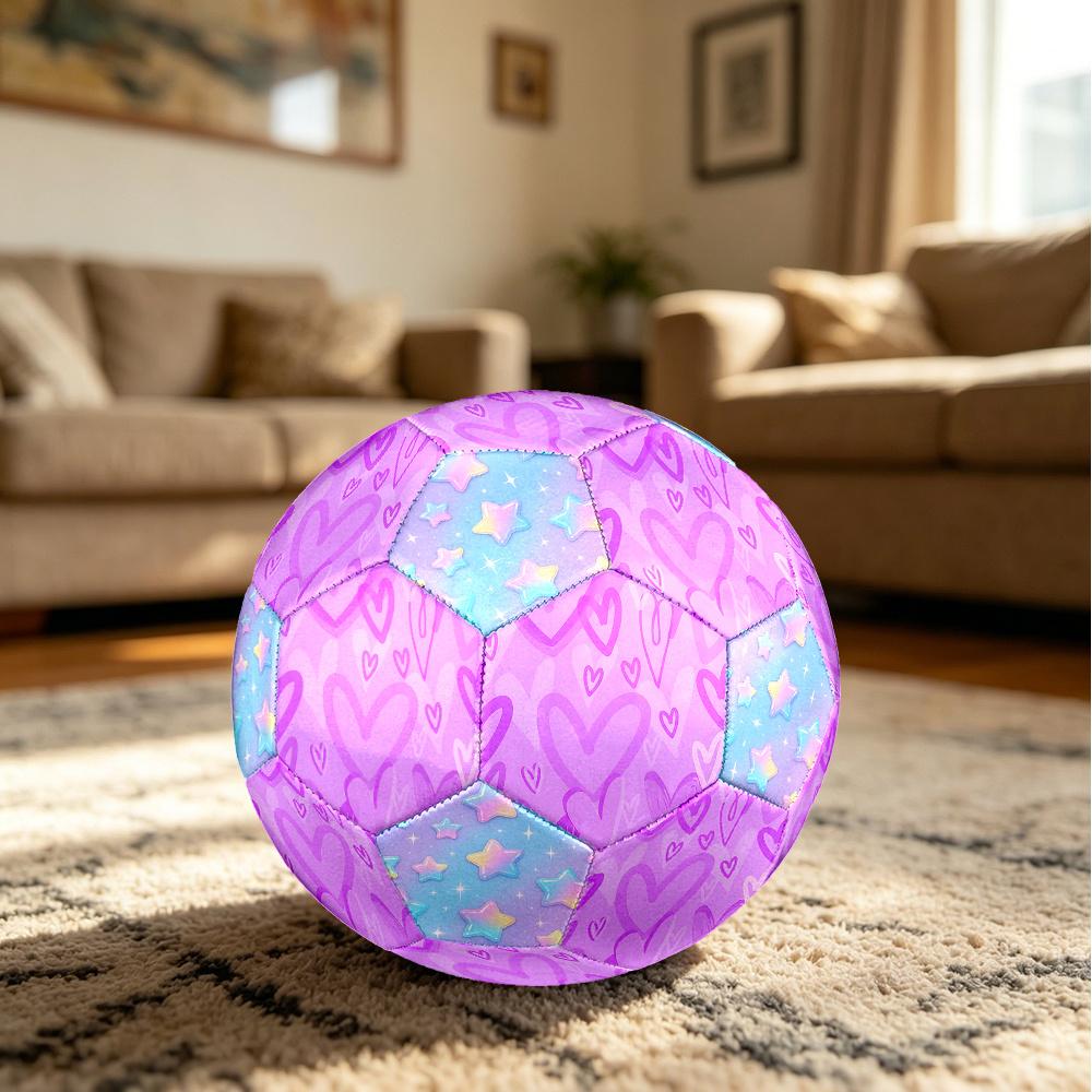 1PC Purple Heart Pastel Gradient Stars Soccer Ball Size 5 Football Machine Sewn Indoor/Outdoor Universal Football Gift W75