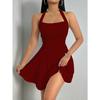 Y2k Women Sexy Halter Backless High Waist A Line Short Mini Dress