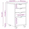 Mobile Storage Cabinet in Brown 34 x 39 x 56 cm Solid Pine Wood