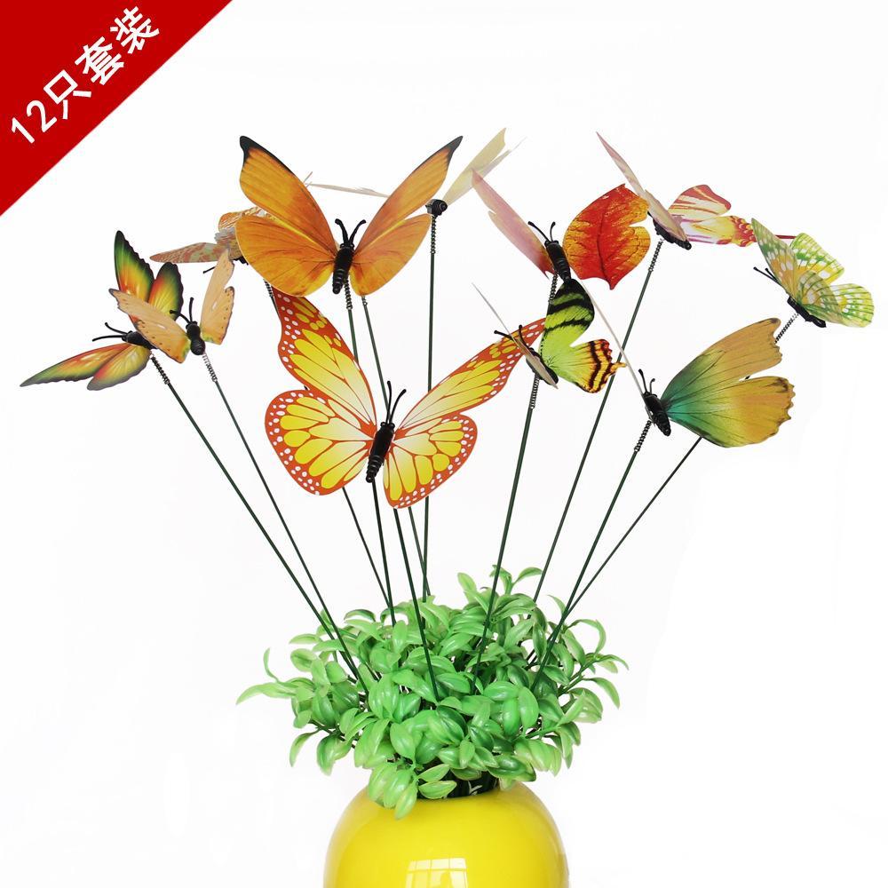 

12 Pcs Colorful Butterflies Garden Yard Planter Butterfly Stakes Decoracion Outdoor Decor Flower Pots Decoration жовтий