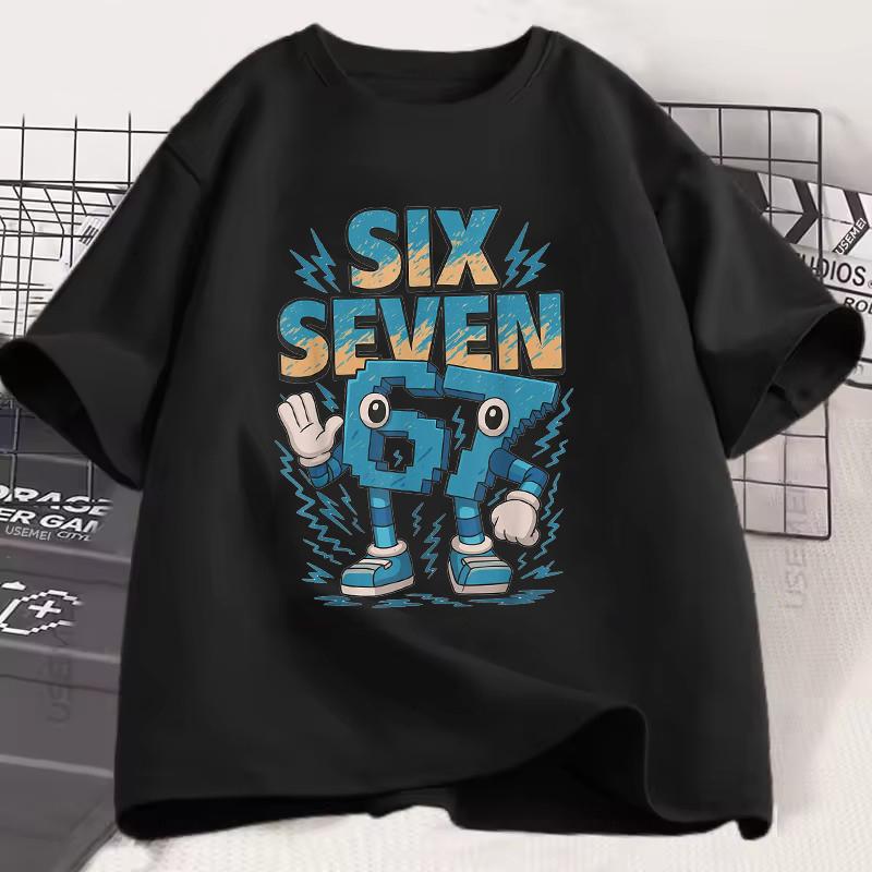 Unisex Women Fashion Gaming Meme T-Shirt Y2k Casual Tees Tops for Boys Girls Funny Six Seven 67 Brainrot Print Short Sleeve T Shirt