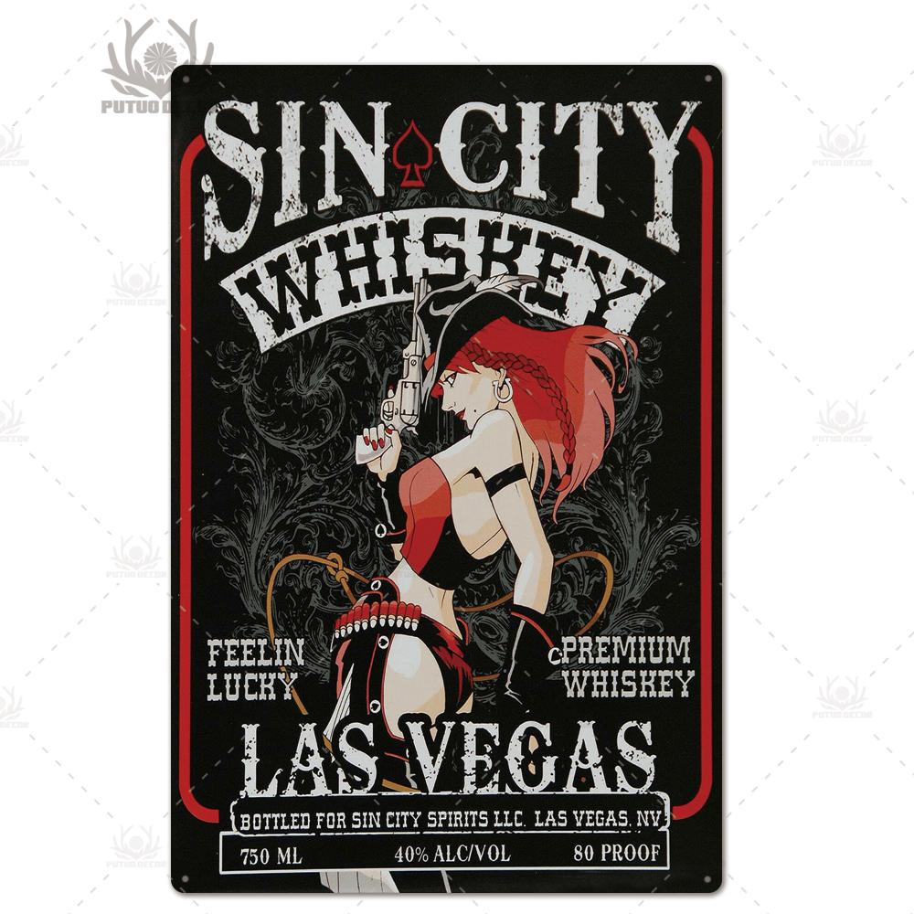 Putuo Decor Tin Signs Plaque Metal Vintage Cocktail Metal Sign Wall Decor for Man Cave Bar Club Iron Painting Decorative Plate