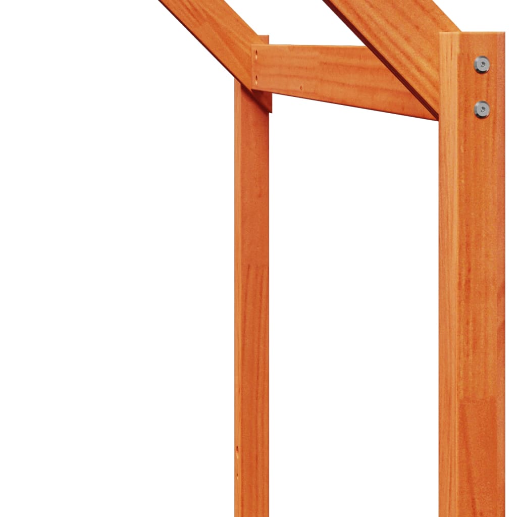 High Bed with Roof Wax Brown 80 x 200 cm Solid Pine Wood