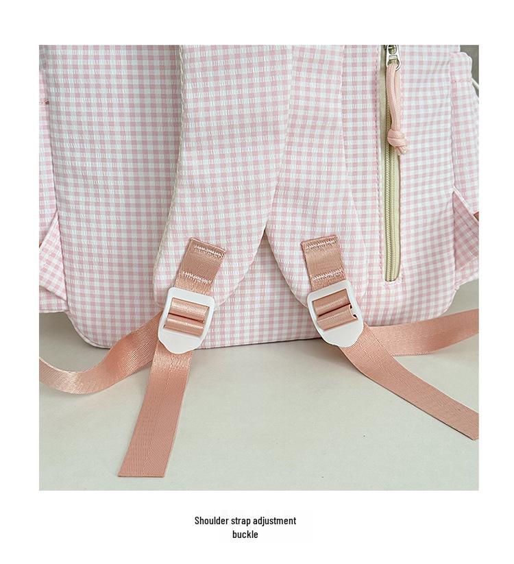 Cross-Border High-Value Soft Plaid Backpack for Girls - Large Capacity for Middle, High School, & College Students